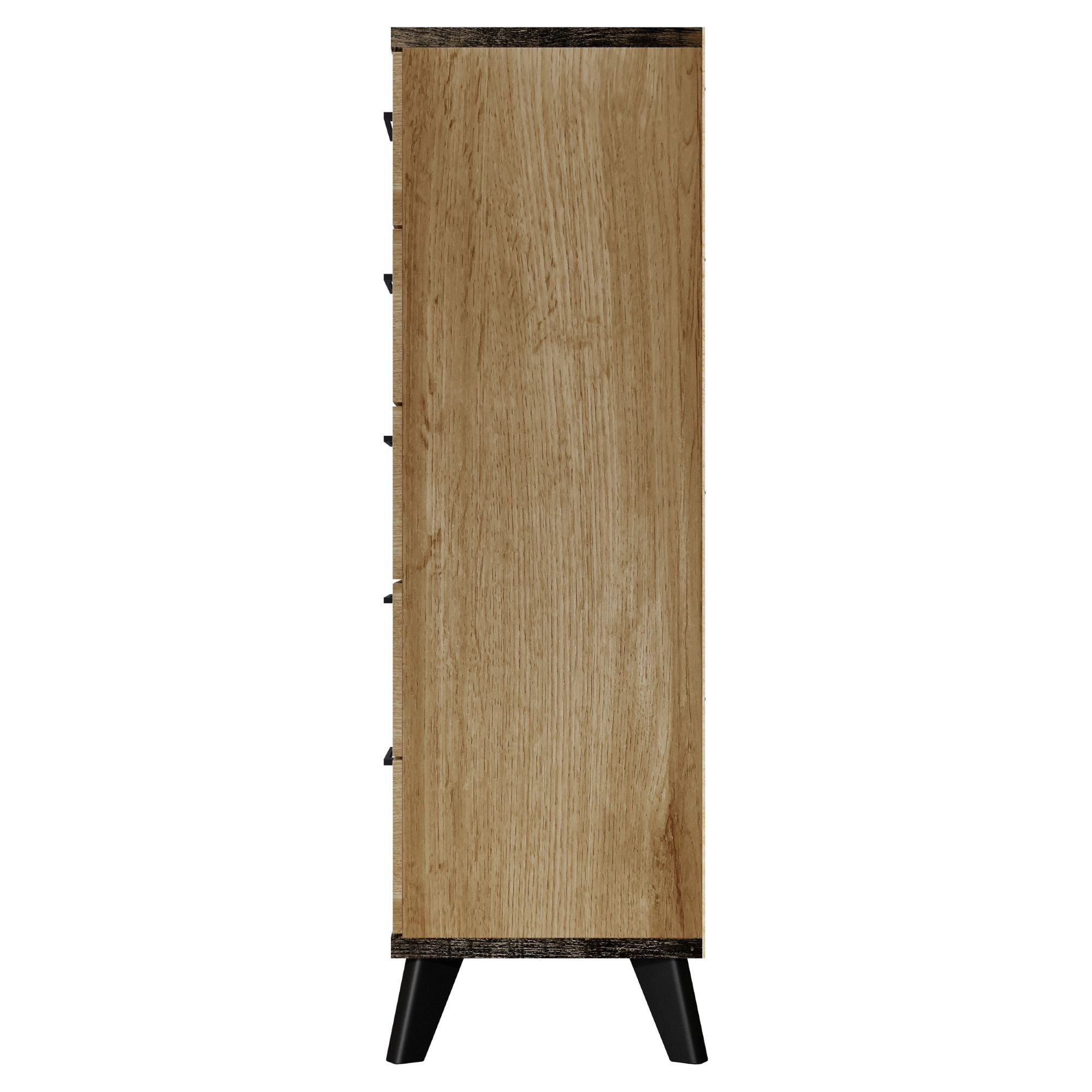 Home Design Emersyn 4-Piece Modern Oak Wood Bedroom Furniture Set-Includes Bed, Dresser, Nightstand, and Chest