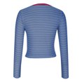thumbnail image 4 of Lenpel Fall T Shirts for Women Striped Long Sleeve V Neck Color Block Tops Loose Button up Tunic Shirts, 4 of 5