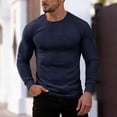 thumbnail image 3 of Long Sleeve Shirts for Men, Mens Spring Crewneck Shirt Long Sleeve Anti-Wrinkle Casual Muscle T Shirts Workout Slim Fitted Striped Tops Clothes, 3 of 6