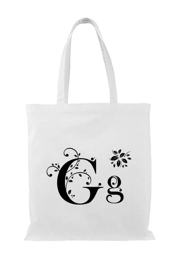 Letter G Upper Lower Case Plants Tote Bag - Image by Shutterstock, One Size Cotton Canvas Tote Bag