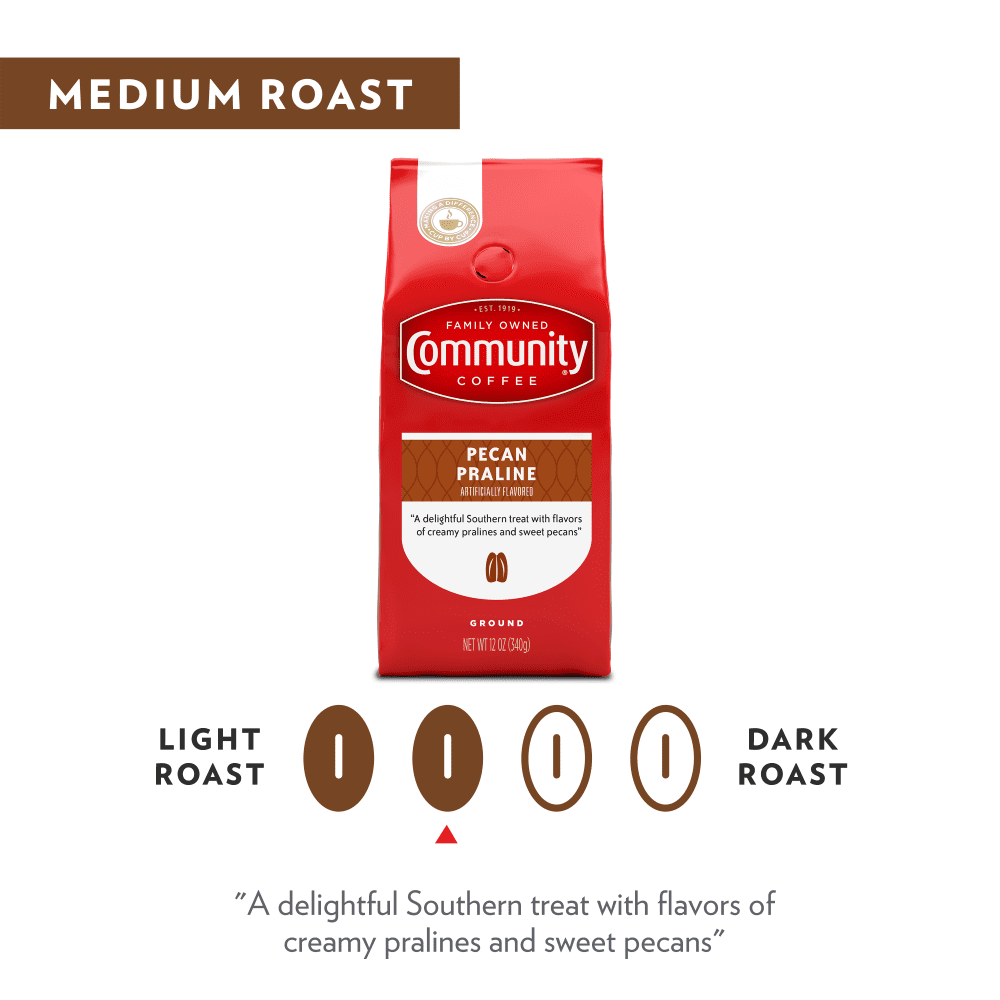 Community Coffee Pecan Praline Medium Roast Ground 12 oz Gable Top