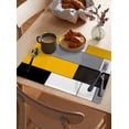 thumbnail image 6 of Yellow Gray Color Block Patchwork Placemats Set of 4,Wipeable Washable Table Mats for Dining Tables,Geometric Minimalist Art Place Mats for Kitchen Event Party Tabletop Decor, 6 of 7