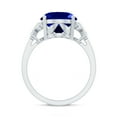 thumbnail image 2 of Rosec Jewels Oval Created Blue Sapphire Solitaire Ring with Diamond for Women - 10X14 mm, 18K White Gold, US 3.50, 2 of 8