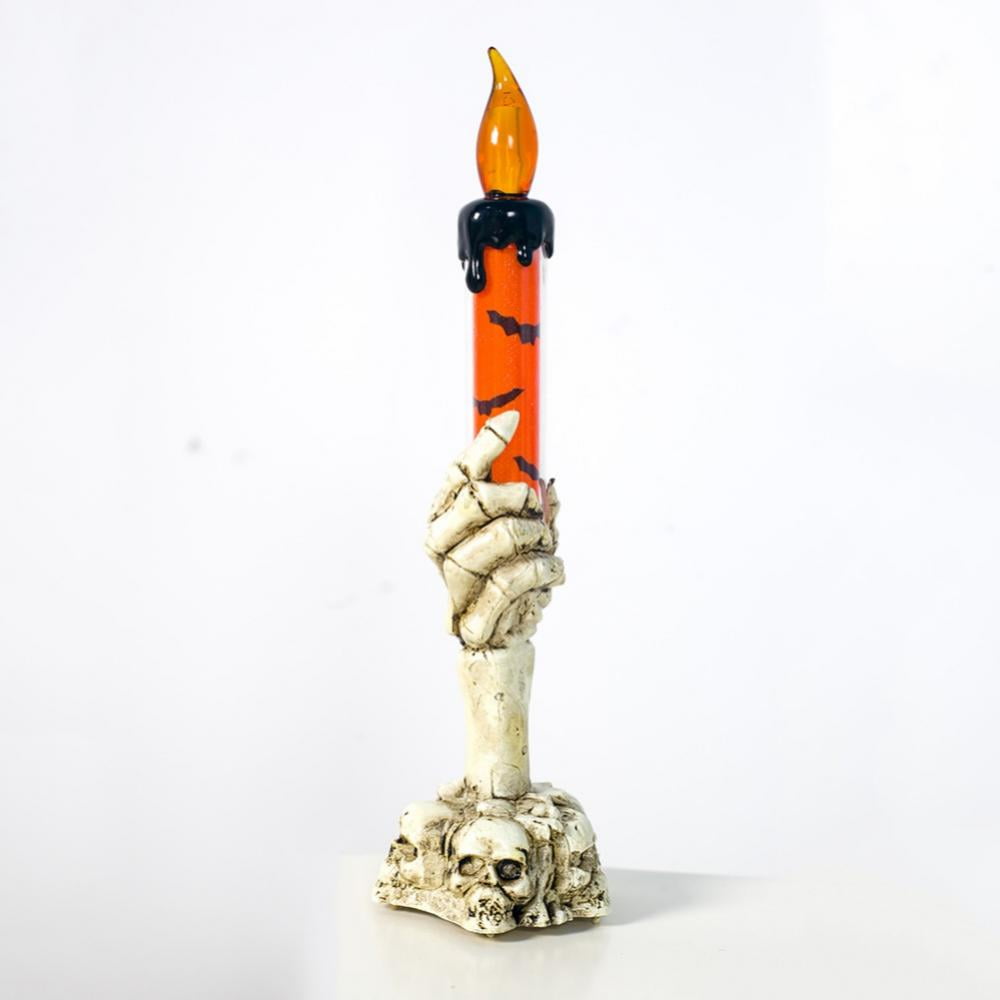 Gothic Skull Skeleton Halloween Punk Table Centrepiece Candle Stick Holder Metal 