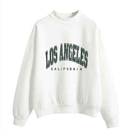 WENWU Women Sweatshirts Long Sleeve Sweatshirt for Womens Pullover Tops White Sweatshirt Women Fall Sweatshirts Trendy Womens Clothes