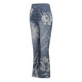 thumbnail image 4 of fvwitlyh Petite Jeans for Women Womens Straight Women's Long Multiple Choice Printed Casual Loose Pants Comfortable Micro Flared Pants Women Blue Wide-Leg Relaxed Fit Casual Jeans, 4 of 5