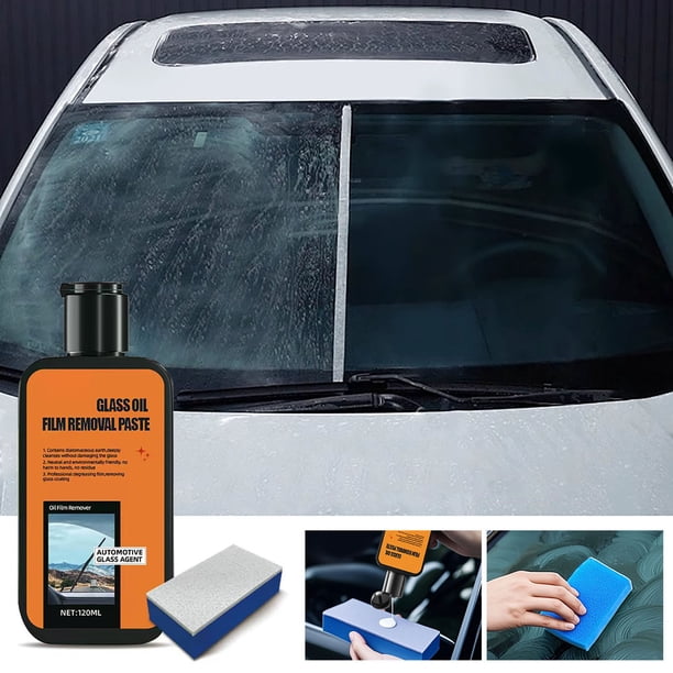 Pasta Limpiadora para Parabrisas Automotriz, Eliminador de Película de Aceite y Manchas de Agua de Alta Resistencia, Seguro para el Vidrio, 120ml