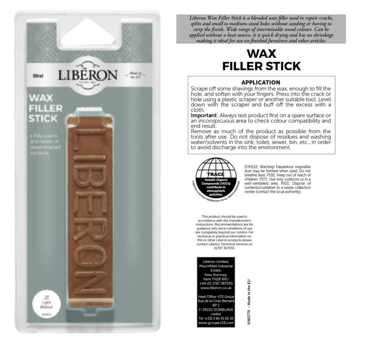 Liberon: Wax Filler Stick - Light Walnut