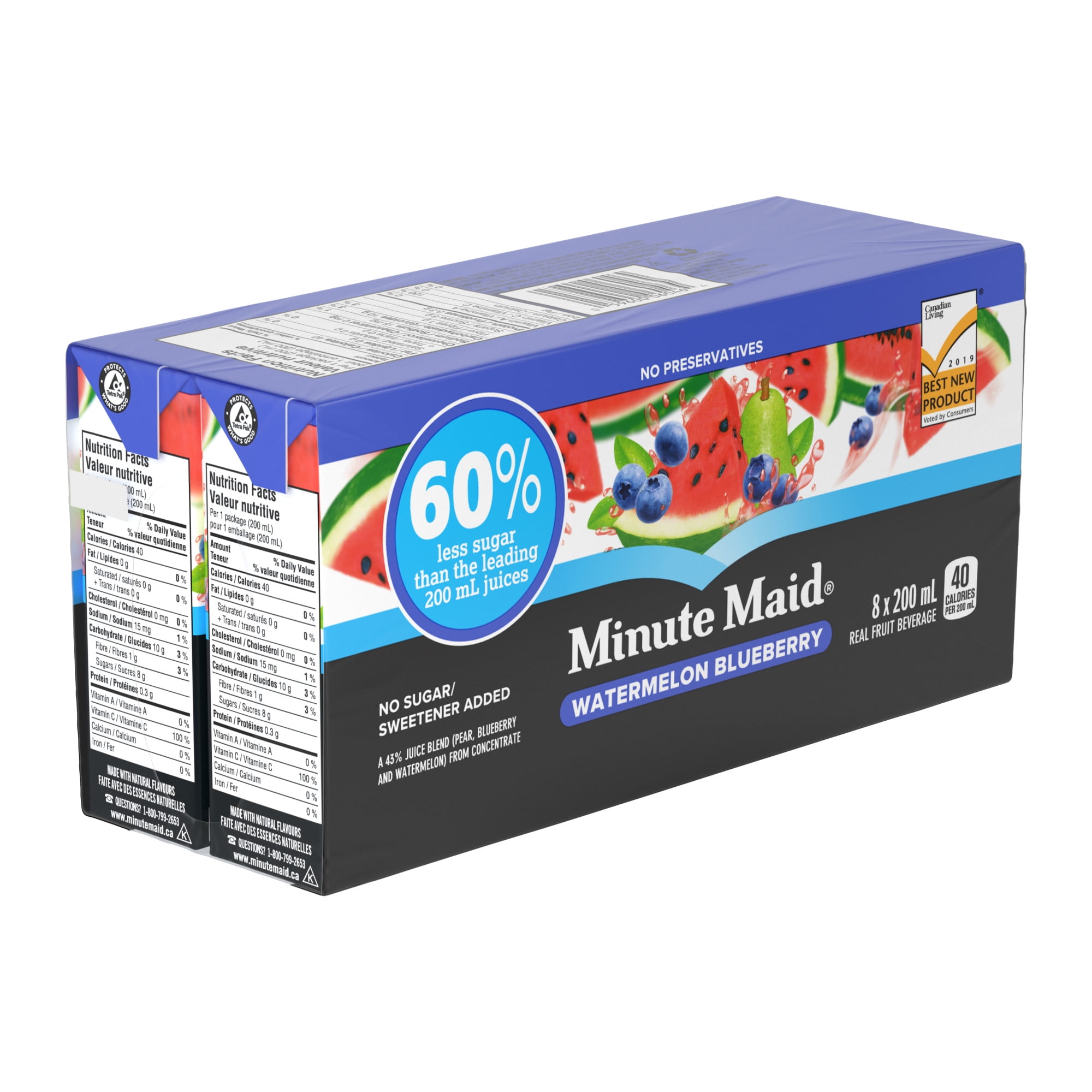 Minute Maid Watermelon Blueberry Cartons, 200 mL, 8 Pack, 200 x mL