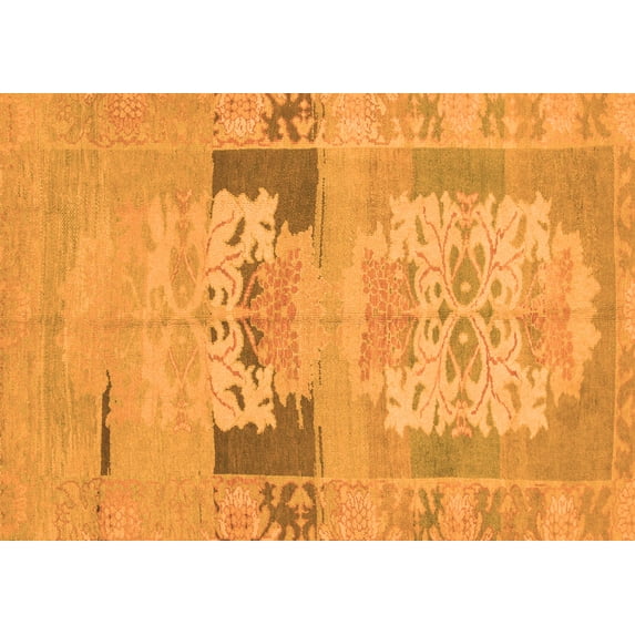 Ahgly Company Indoor Rectangle Abstract Orange Modern Area Rugs, 5' x 7'