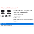 thumbnail image 2 of Rear Brake Pad Set - Compatible with 2006 - 2007 Hyundai Accent, 2 of 2