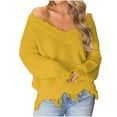 thumbnail image 2 of Sakmal Oversized Fall Sweaters for Women Chunky Knit Pullover Yellow Tops Fashion Solid V Neck Sweaters for Women, 2 of 6