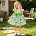 thumbnail image 4 of WOYY Girls Ruffle Sleeveless Dress Casual Square Neck Cotton Dresses, Green, Sizes 6M-3T, 4 of 8