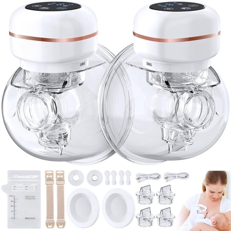 Sherry Double Wearable Breast Pump - Electric Breast Pump Hands Free - 3 Mode and 9 Levels Touch Screen - Low Noise and Painless Breastfeeding - 19mmFlange + 22mmFlange + 25mmFlange