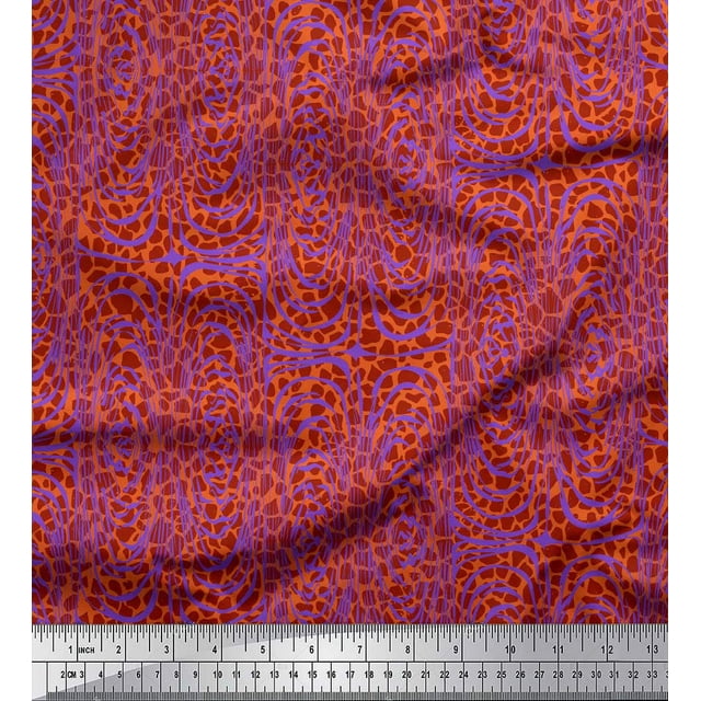 Soimoi Orange Rayon Fabric Leopard & Wild Animal Skin Print Sewing Fabric BTY 42 Inch Wide