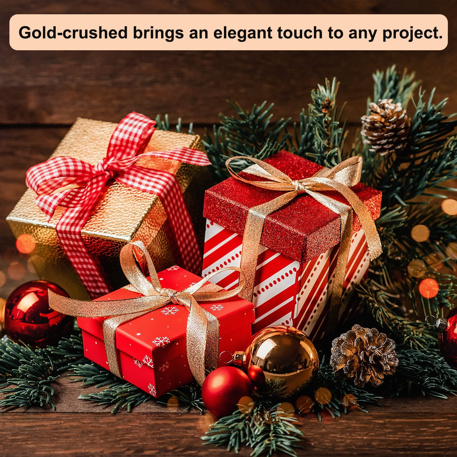 Uxcell Velvet Wired Ribbon, (1.6 Inch x 10 Yards, 2 Pcs)(Dark Red) Velvety Gold Crushed Ribbons Gift Wrapping Binding, Suit For- Crafts/Bow/Wreaths/Christmas Tree Decoration