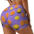 thumbnail image 2 of Fotbe Yellow Lemon And Orange Seamless Shorts, Womens Workout Shorts High Waist Stretch Booty Short for Gym/Yoga/Running/Biking-X-Large, 2 of 9