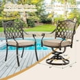 thumbnail image 3 of 7-Piece Cast Aluminum Outdoor Dining Set, Antique Bronze Patio Furniture for 6 Includes 60" Oval Dining Table, 4 Stackable Chairs & 2 Swivel Chairs with Cushions & Umbrella Hole, 3 of 6