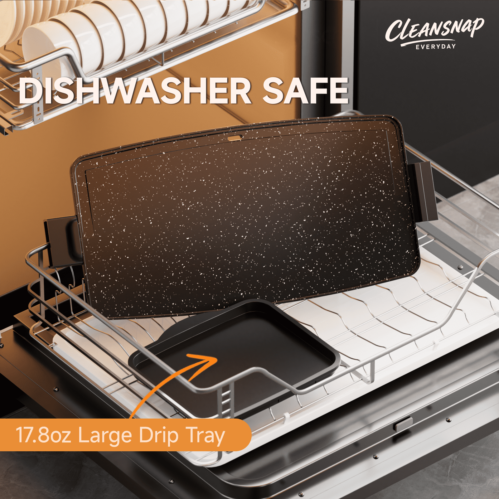 SENSCHEF Cleansnap 20 inch Electric Griddle, Foldable Anti-Mess Shield, 1700W Rapid Heating, ILAG Nonstick, Dishwasher Safe, Great Gift, Midnight Black