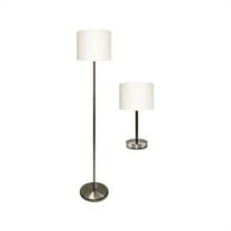 Ledu Slim Line Lamp Set, Table 12 5/8" High and Floor 61 1/2" High, Silver/White
