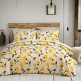 thumbnail image 6 of DaDa Bedding Yellow Fleur Floral Golden Orange Ivory Duvet Cover Set w/ Pillow Cases (18112), 6 of 11
