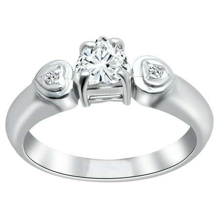 Orchid Jewelry Sterling Silver White Cubic Zirconia White Engagement Ring + Free Jewelry (Best Lab Made Diamonds)