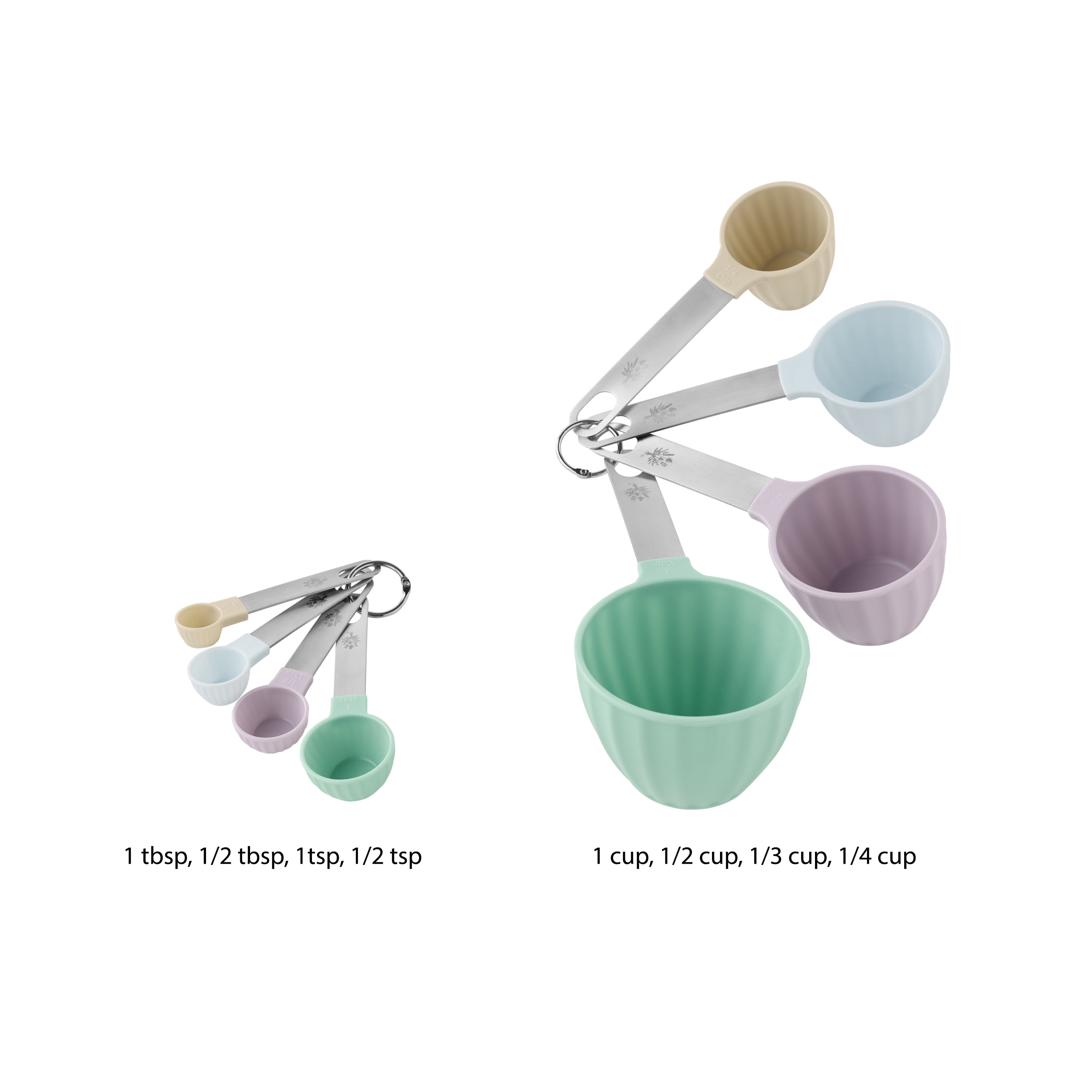 The Pioneer Woman 8-Piece Plastic Measuring Cup and Spoon Set, Multicolor
