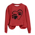 thumbnail image 2 of Womens Sweatshirts Fashion Dog Paw Element Print Hoodless Sweatshirt Fall Winter Long Sleeved Sweat Shirt Pullover Tops, 2 of 3