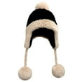 thumbnail image 4 of Outfmvch Hood Hat Winter Knit Beanie With Pom - Ski Cap, Peruvian Hat With Ear Flaps and Fleece Lining Windproof Scarf Hat Black 2 One Size, 4 of 4