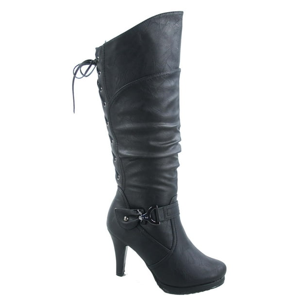 round toe high heel boots
