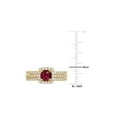 thumbnail image 4 of 1 1/2 Carat (Ctw) Lab-Created Ruby and White Sapphire with Diamond Bridal Wedding Set Engagement Ring Yellow Plated Silver for Women, 4 of 6