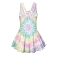 thumbnail image 5 of COEQINE Soft Stretchy Girls One Piece Swimsuit, Tank Neck Tankini Style with Full Coverage Skirt and Wide Straps, Beach Bathing Suit for Girls 3-4 Years, Tie-dye Swirl Print, 5 of 8