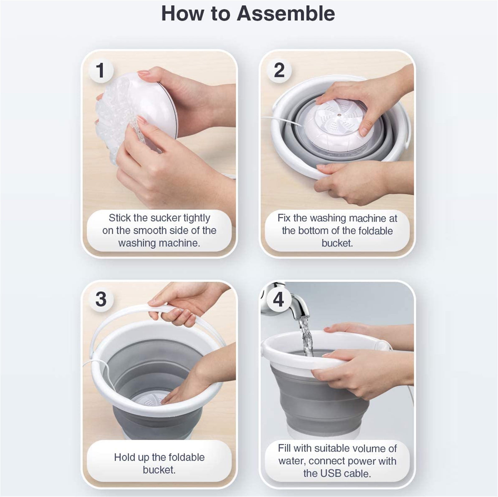 Eeatig Mini Washing Machine Portable Foldable Sound Waves Turbine Washers Personal Cleaning Machine Usb Folding for Clothes Socks Underwear Bra Laundry Tub for Home Travel Apartments