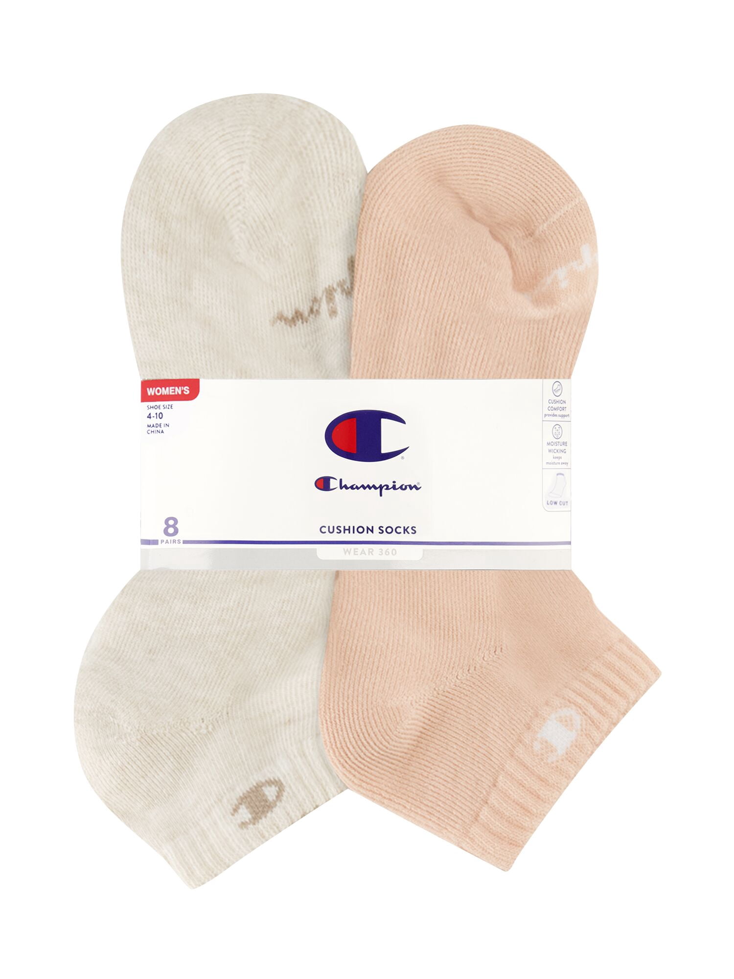 Champion Women’s Low Cut Cushioned Socks, 8 Pack, Sizes 4-10