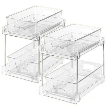 Kisportee 2 Pack Under Sink Organizer, 2 Tier Pull-Out Bathroom Organizers and Storage,  Kitchen Cabinet Organizer for Pantry, Kitchen