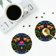 thumbnail image 4 of Zufioo Mexican Flower Traditional1 Print Leather Coaster Set, Decorative PVC Coasters 4-pack - Scald and Stain-resistant, Suitable for Home, Cafes, Restaurants-Round Shape, 4 of 6