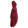 thumbnail image 6 of Halloween Renaissance Dress Gothic Medieval Corset Gown Off Shoulder High Low Dress,Flared Sleeves Lace Up Waist Layered Ruffle Hem Solid Color,For Ren Faire Masquerade Theme Party Cosplay, 6 of 7