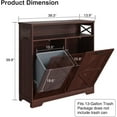 thumbnail image 2 of Double Tilt Out Trash Can Cabinet for 13 * 2 Gallon Garbage Can, Farmhouse Kitchen Garbage Trash Bin for Hidden Laundry Basket, Dual Dog Proof Recycling Cabinet for Living Room, Dark Brown, 2 of 18