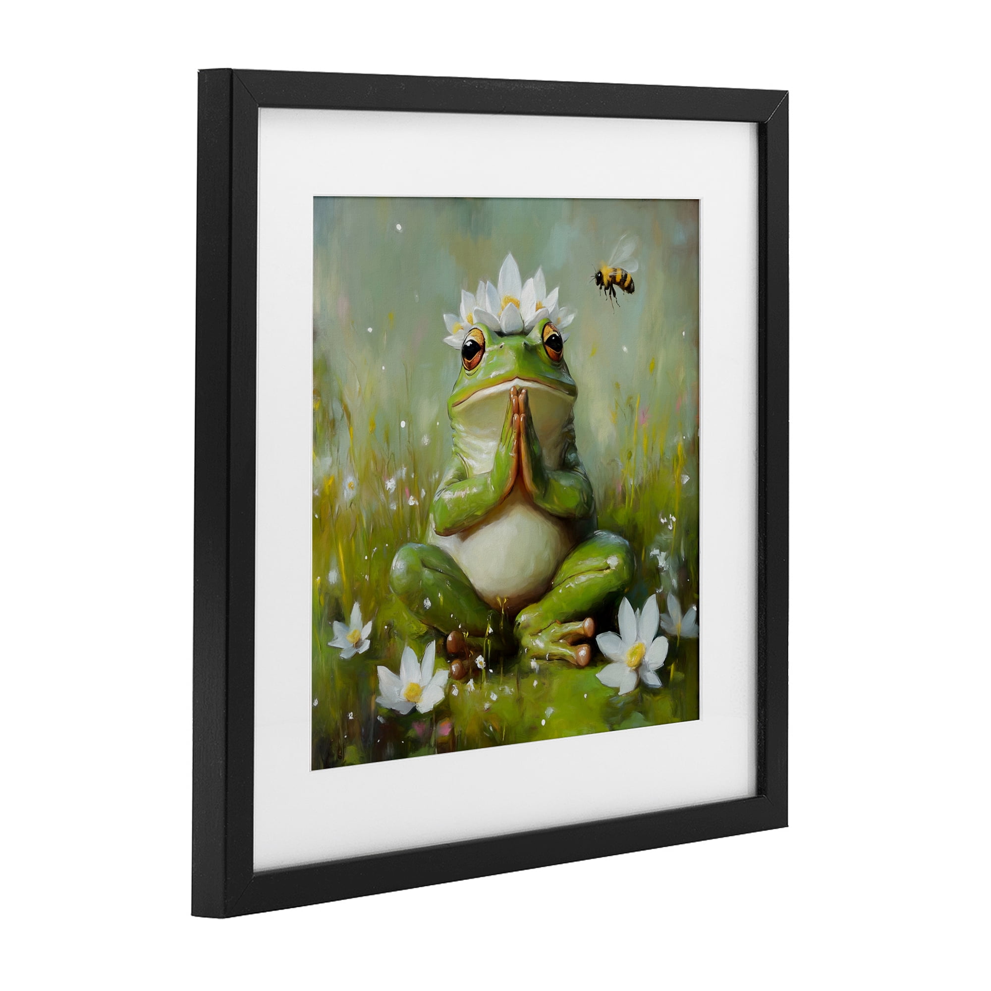 Stupell Industries Buddha Bullfrog Meditation Black Framed Print Under Glass, design by Tina LeCour