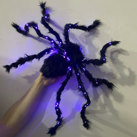 COSTYLE 4ft Light Up Giant Spider Halloween Decorations, Scary Fake Spider Props for Indoor Outdoor Yard Party Decor