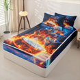 thumbnail image 2 of Homewish Fire Ice Hockey Zipper Twin Comforter Sets with Fitted Sheet and 2 Pillowcases, Cool Sports Zipper Bedding Set for Men and Boys, Black Reversible, 4pcs, 2 of 6