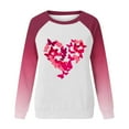 thumbnail image 4 of Women Valentines Day Sweatshirts Long Sleeve Hearts Letter Printed Color Block Raglan Pullover Crewneck Cute Tops (2XL, Pink C), 4 of 5