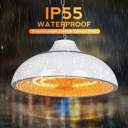 Advwin 1500W Hanging Patio Heater, IP55 Waterproof Ceiling-Mounted Outdoor/Indoor Heater with 3 Heating Modes & Safety Protection，white