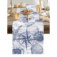 thumbnail image 5 of Retro Watercolor Starfish Compass Table Runner 13x70in Non-Slip Cotton Linen Table Runners, Nautical Theme Letter Back Dresser Scarves TableRunner for Dinner Kitchen Dining Wedding Party, 5 of 9