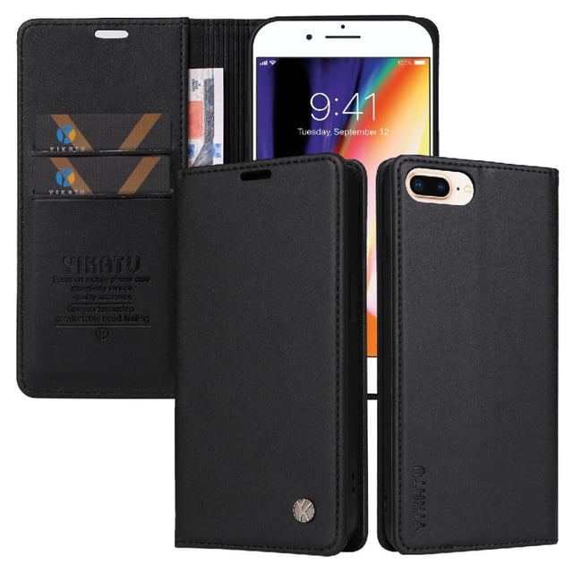 Funda para iPhone 6 Plus/6S Plus Estuche de Cuero PU Tipo Cartera con Ranuras para Tarjetas y Cierre Magnético