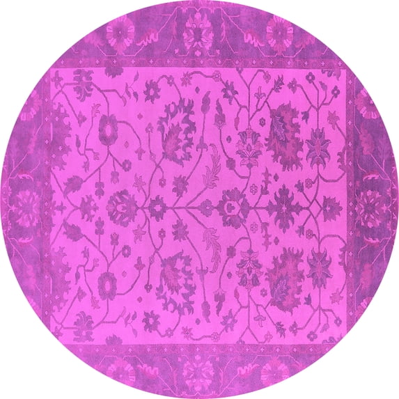 Ahgly Company Indoor Round Oriental Pink Traditional Area Rugs, 4' Round