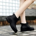 thumbnail image 2 of Women Fashion Low Ankle Slip on Rain Boots Waterproof Anti-Slip Deep Lug Sole Short Wellies Lightweight Footwear for Rainy Commute, Garden Yard Work Black 10(44), 2 of 6
