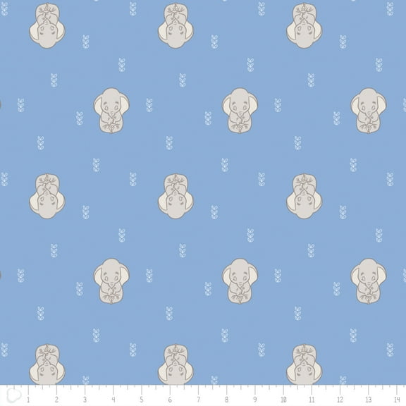Disney Dumbo Dreaming in Marina Blue 100% Cotton Fabric Sold by the Yard
