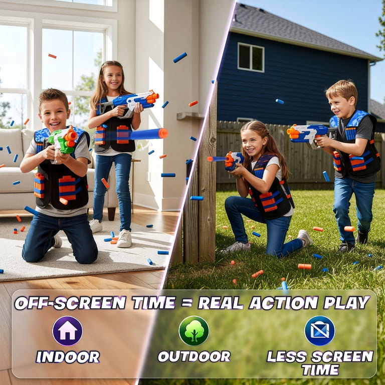 JoyX Kids 2 Pack Dynamic Party Pack with Dart Blaster Vest Kit and