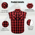 thumbnail image 4 of Dream Apparel Men's Sleeveless Flannel Shirt Black & Red Sleek Design Cotton Shirt Frayed Sleeves, 4 of 7